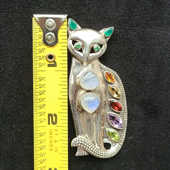 Sterling Silver Cat Pendant/brooch Vintage - Picture 2 of 5